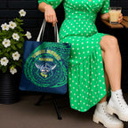 Personalized Canberra Raiders Tote Bag Polynesian Tribal Chest and Sleeve Tattoo