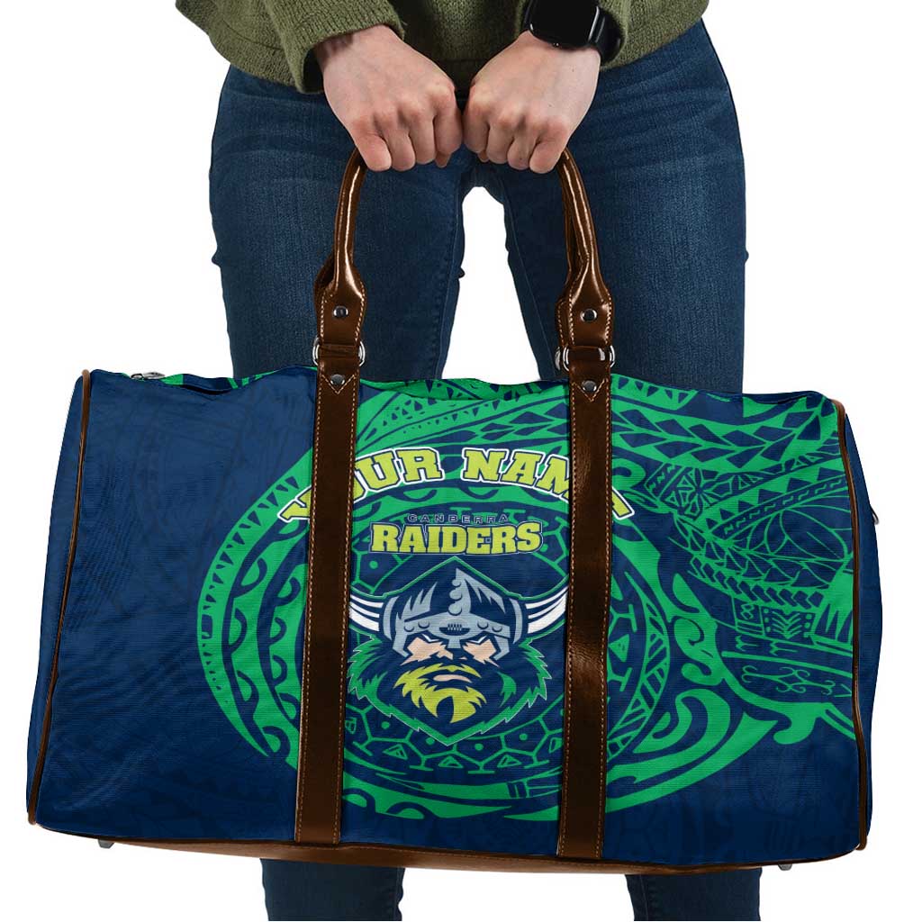 Personalized Canberra Raiders Travel Bag Polynesian Tribal Chest and Sleeve Tattoo