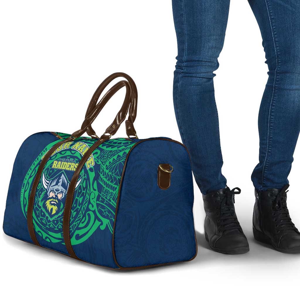 Personalized Canberra Raiders Travel Bag Polynesian Tribal Chest and Sleeve Tattoo