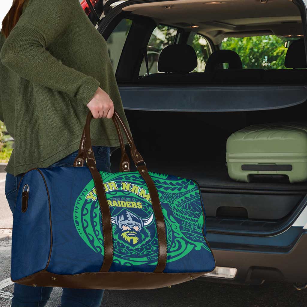 Personalized Canberra Raiders Travel Bag Polynesian Tribal Chest and Sleeve Tattoo