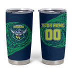 Personalized Canberra Raiders Tumbler Cup Polynesian Tribal Chest and Sleeve Tattoo