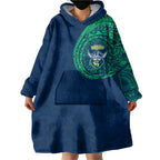 Personalized Canberra Raiders Wearable Blanket Hoodie Polynesian Tribal Chest and Sleeve Tattoo