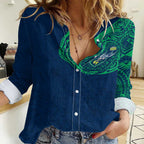Personalized Canberra Raiders Women Casual Shirt Polynesian Tribal Chest and Sleeve Tattoo
