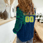 Personalized Canberra Raiders Women Casual Shirt Polynesian Tribal Chest and Sleeve Tattoo