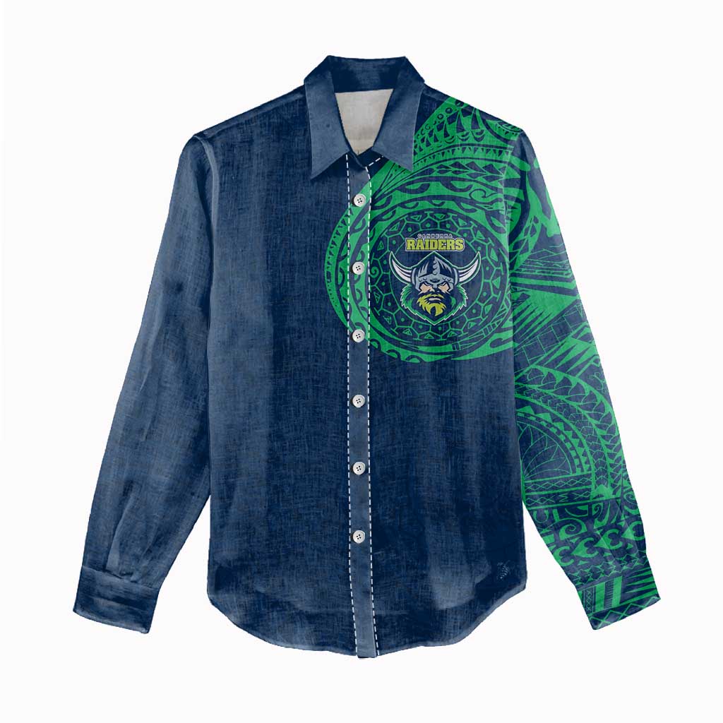 Personalized Canberra Raiders Women Casual Shirt Polynesian Tribal Chest and Sleeve Tattoo