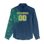 Personalized Canberra Raiders Women Casual Shirt Polynesian Tribal Chest and Sleeve Tattoo