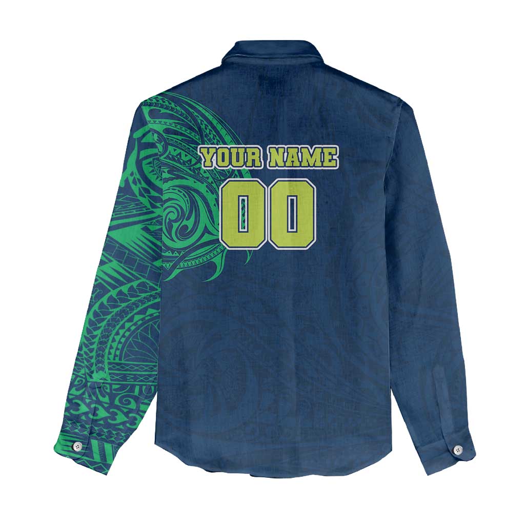 Personalized Canberra Raiders Women Casual Shirt Polynesian Tribal Chest and Sleeve Tattoo
