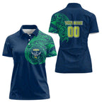 Personalized Canberra Raiders Women Polo Shirt Polynesian Tribal Chest and Sleeve Tattoo