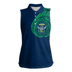 Personalized Canberra Raiders Women Sleeveless Polo Shirt Polynesian Tribal Chest and Sleeve Tattoo