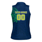 Personalized Canberra Raiders Women Sleeveless Polo Shirt Polynesian Tribal Chest and Sleeve Tattoo