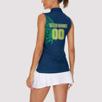 Personalized Canberra Raiders Women Sleeveless Polo Shirt Polynesian Tribal Chest and Sleeve Tattoo