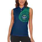 Personalized Canberra Raiders Women Sleeveless Polo Shirt Polynesian Tribal Chest and Sleeve Tattoo