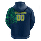 Personalized Canberra Raiders Zip Hoodie Polynesian Tribal Chest and Sleeve Tattoo