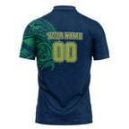 Personalized Canberra Raiders Zipper Polo Shirt Polynesian Tribal Chest and Sleeve Tattoo