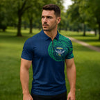 Personalized Canberra Raiders Zipper Polo Shirt Polynesian Tribal Chest and Sleeve Tattoo