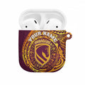 Personalized Brisbane Broncos AirPods Case Polynesian Tribal Chest and Sleeve Tattoo