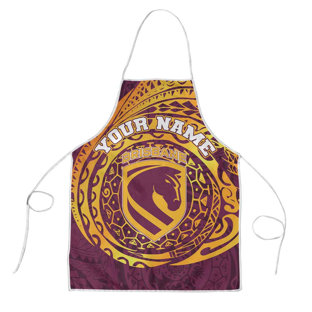 Personalized Brisbane Broncos Apron Polynesian Tribal Chest and Sleeve Tattoo