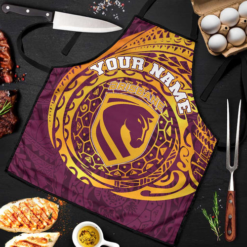 Personalized Brisbane Broncos Apron Polynesian Tribal Chest and Sleeve Tattoo