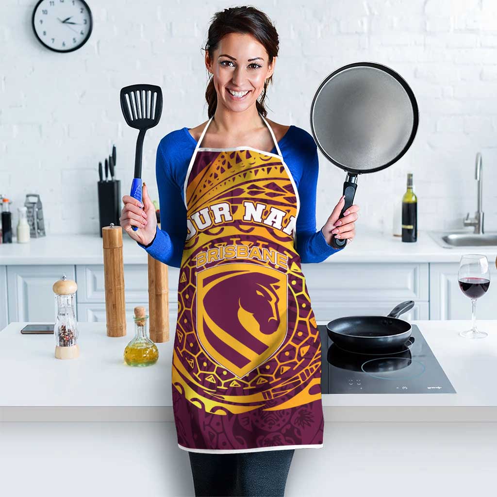 Personalized Brisbane Broncos Apron Polynesian Tribal Chest and Sleeve Tattoo