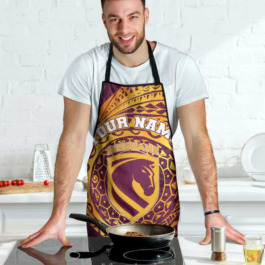 Personalized Brisbane Broncos Apron Polynesian Tribal Chest and Sleeve Tattoo