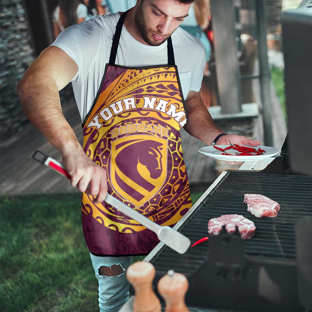 Personalized Brisbane Broncos Apron Polynesian Tribal Chest and Sleeve Tattoo
