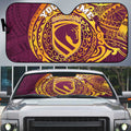 Personalized Brisbane Broncos Auto Sun Shade Polynesian Tribal Chest and Sleeve Tattoo