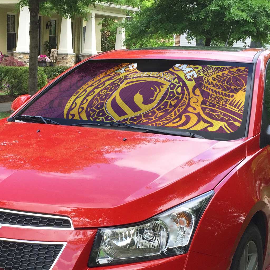 Personalized Brisbane Broncos Auto Sun Shade Polynesian Tribal Chest and Sleeve Tattoo