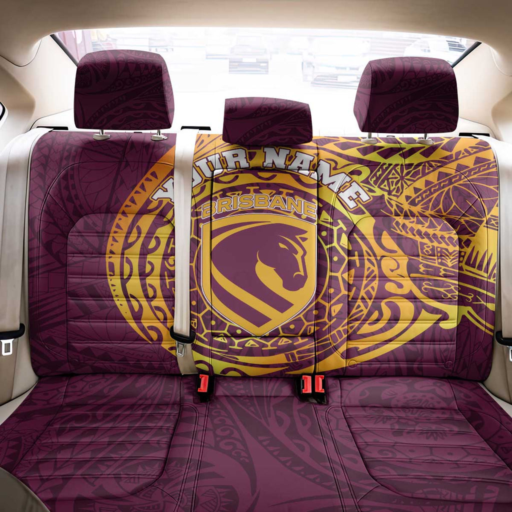 Personalized Brisbane Broncos Back Car Seat Cover Polynesian Tribal Chest and Sleeve Tattoo