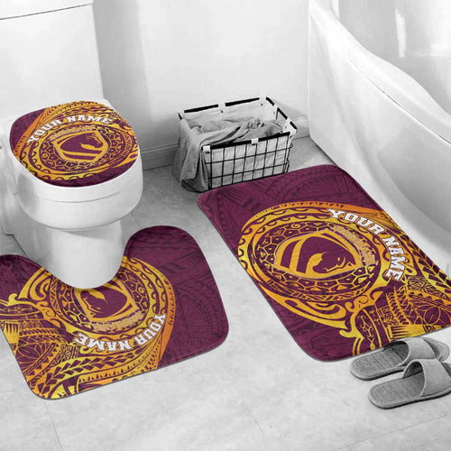 Personalized Brisbane Broncos Bathroom Set Polynesian Tribal Chest and Sleeve Tattoo