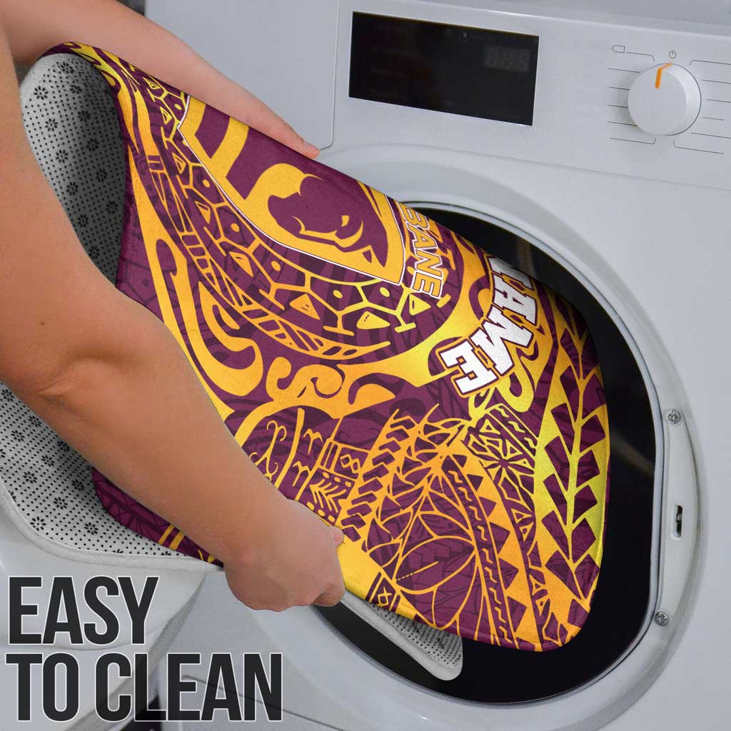 Personalized Brisbane Broncos Bathroom Set Polynesian Tribal Chest and Sleeve Tattoo