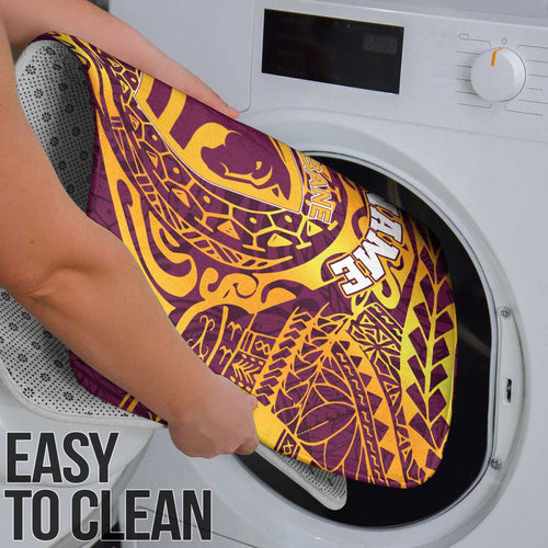 Personalized Brisbane Broncos Bathroom Set Polynesian Tribal Chest and Sleeve Tattoo