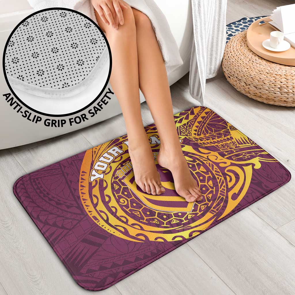 Personalized Brisbane Broncos Bathroom Set Polynesian Tribal Chest and Sleeve Tattoo