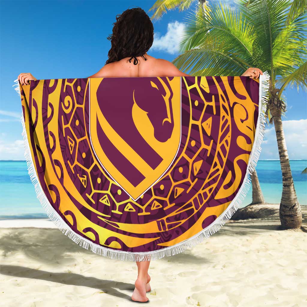 Personalized Brisbane Broncos Beach Blanket Polynesian Tribal Chest and Sleeve Tattoo