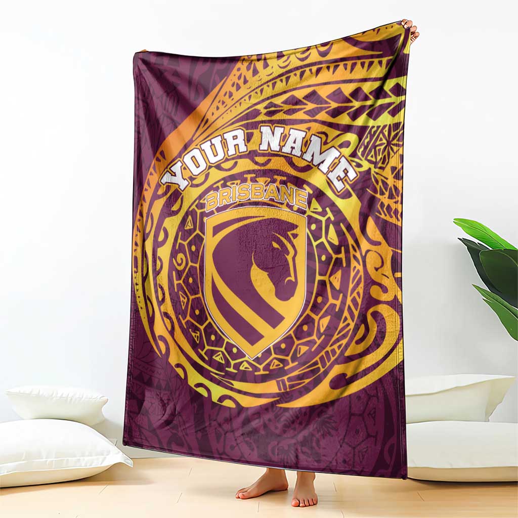 Personalized Brisbane Broncos Blanket Polynesian Tribal Chest and Sleeve Tattoo