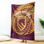 Personalized Brisbane Broncos Blanket Polynesian Tribal Chest and Sleeve Tattoo