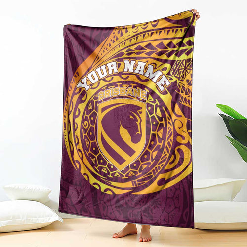 Personalized Brisbane Broncos Blanket Polynesian Tribal Chest and Sleeve Tattoo