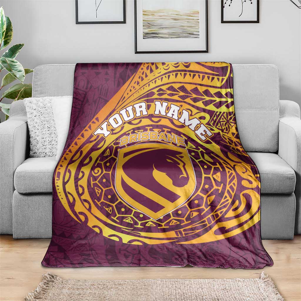 Personalized Brisbane Broncos Blanket Polynesian Tribal Chest and Sleeve Tattoo