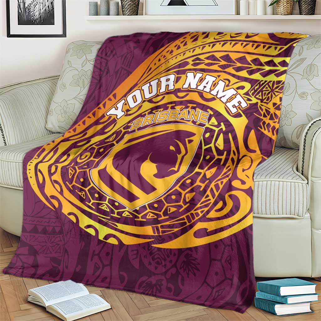 Personalized Brisbane Broncos Blanket Polynesian Tribal Chest and Sleeve Tattoo