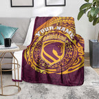 Personalized Brisbane Broncos Blanket Polynesian Tribal Chest and Sleeve Tattoo