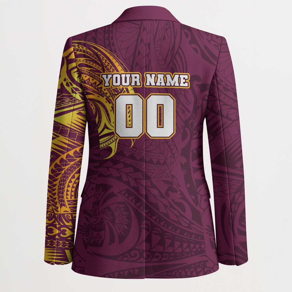Personalized Brisbane Broncos Blazer Polynesian Tribal Chest and Sleeve Tattoo