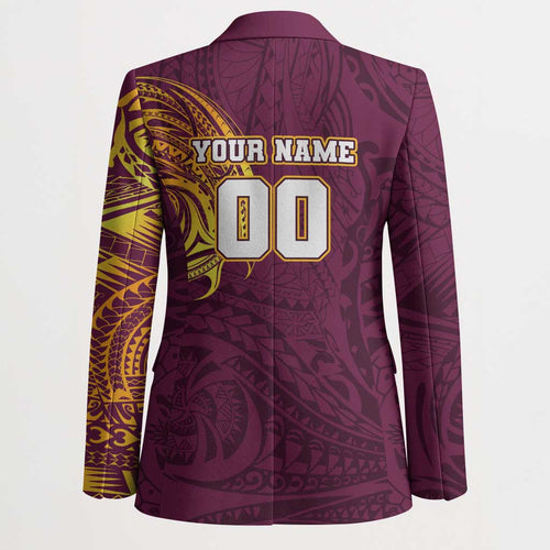 Personalized Brisbane Broncos Blazer Polynesian Tribal Chest and Sleeve Tattoo