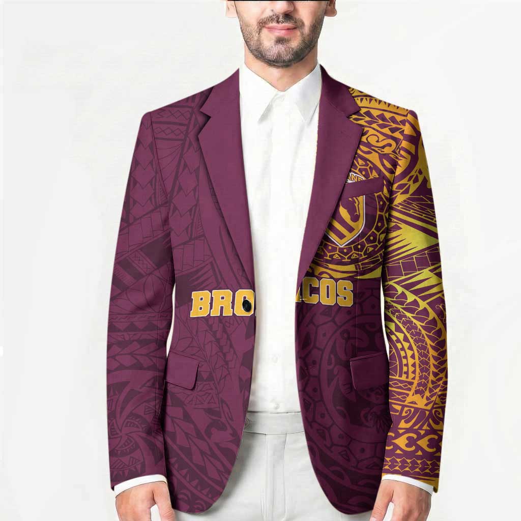 Personalized Brisbane Broncos Blazer Polynesian Tribal Chest and Sleeve Tattoo
