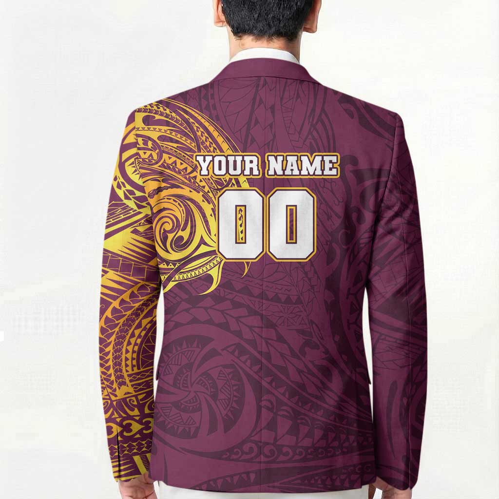 Personalized Brisbane Broncos Blazer Polynesian Tribal Chest and Sleeve Tattoo