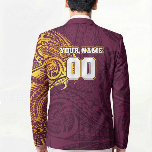 Personalized Brisbane Broncos Blazer Polynesian Tribal Chest and Sleeve Tattoo