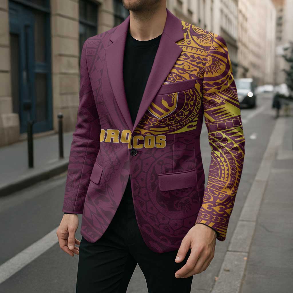 Personalized Brisbane Broncos Blazer Polynesian Tribal Chest and Sleeve Tattoo