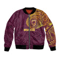 Personalized Brisbane Broncos Bomber Jacket Polynesian Tribal Chest and Sleeve Tattoo
