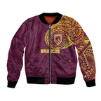 Personalized Brisbane Broncos Bomber Jacket Polynesian Tribal Chest and Sleeve Tattoo