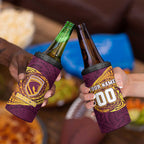 Personalized Brisbane Broncos 4 in 1 Can Cooler Tumbler Polynesian Tribal Chest and Sleeve Tattoo