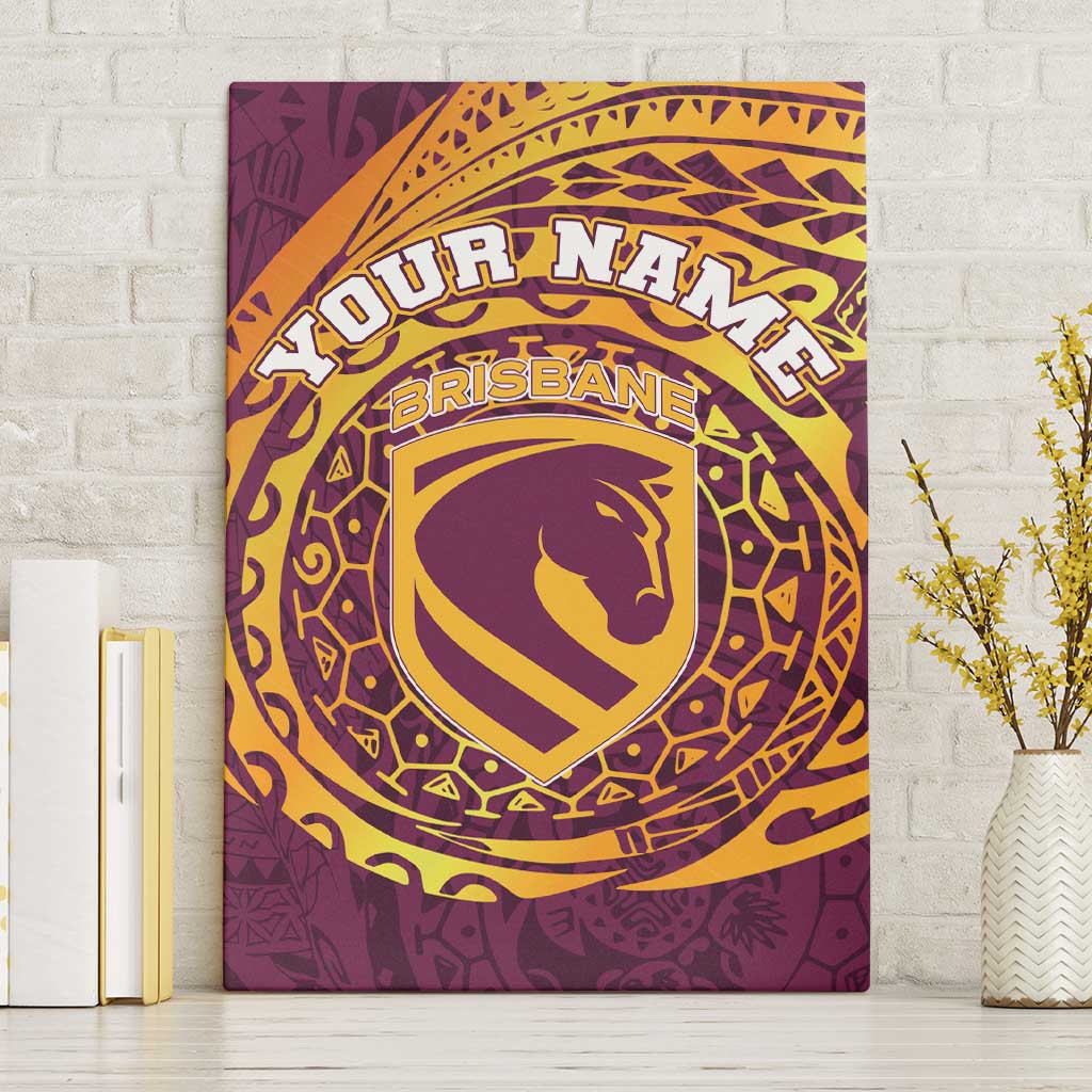 Personalized Brisbane Broncos Canvas Wall Art Polynesian Tribal Chest and Sleeve Tattoo