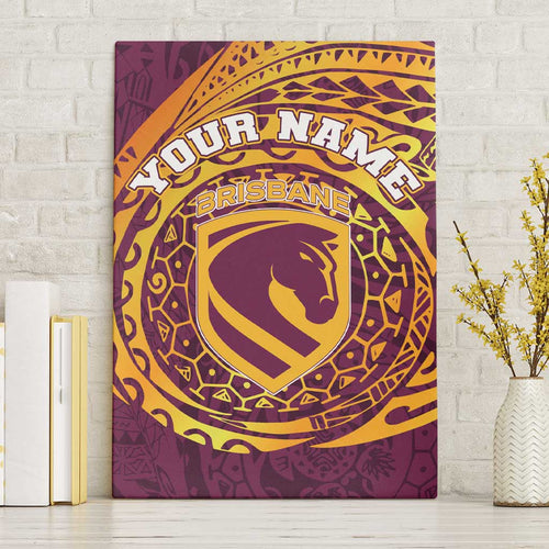 Personalized Brisbane Broncos Canvas Wall Art Polynesian Tribal Chest and Sleeve Tattoo